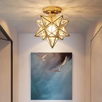 Star Shaped Ceiling Lamp – Geometric Sculptural Design With Gold Accents