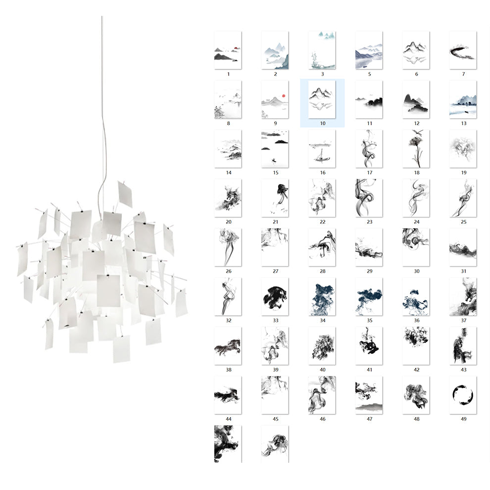 Paper Chandelier Stainless Steel Pendant Light | Customizable DIY Design with A5 Paper Sheets | Multi Pattern Interior Light