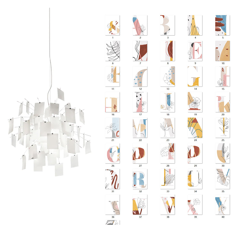 Paper Chandelier Stainless Steel Pendant Light | Customizable DIY Design with A5 Paper Sheets | Multi Pattern Interior Light