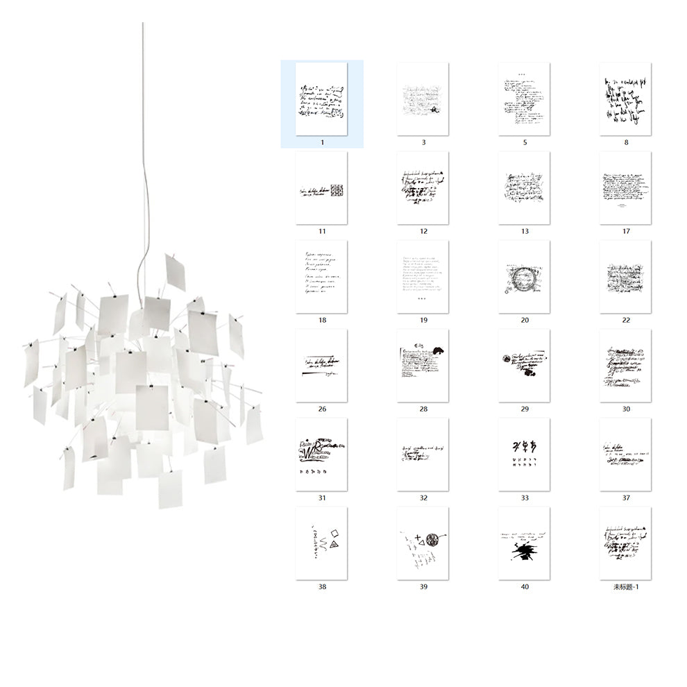Paper Chandelier Stainless Steel Pendant Light | Customizable DIY Design with A5 Paper Sheets | Multi Pattern Interior Light