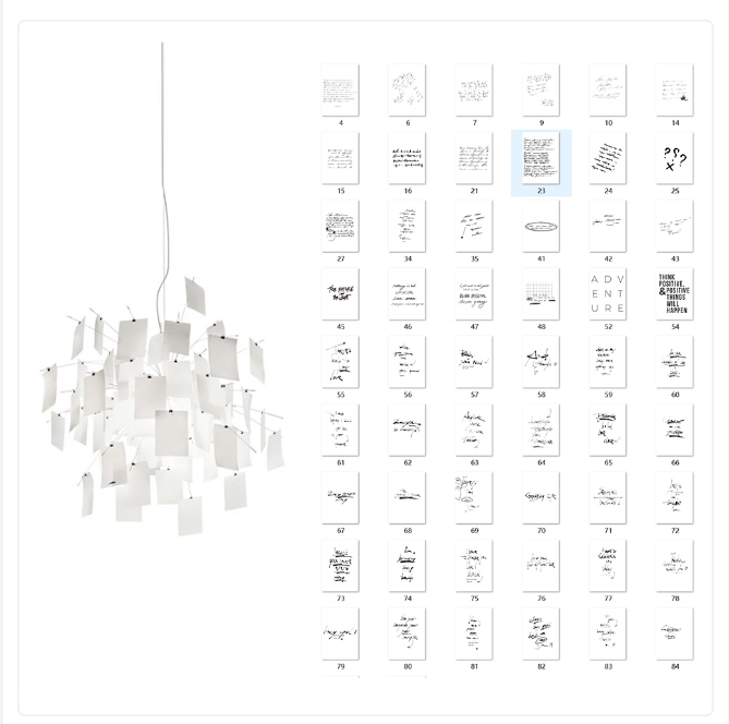 Paper Chandelier Stainless Steel Pendant Light | Customizable DIY Design with A5 Paper Sheets | Multi Pattern Interior Light