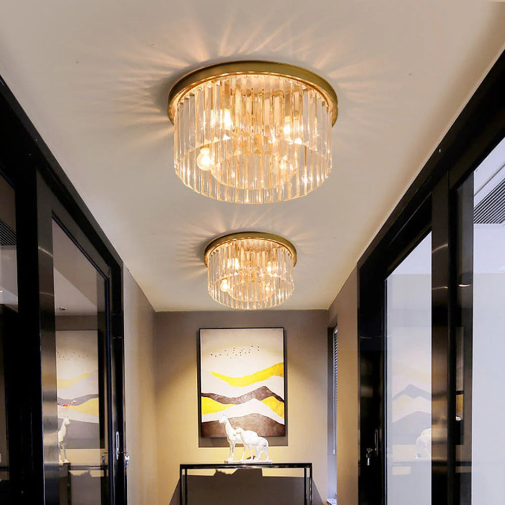 Crystal Iron Round Ceiling Light
