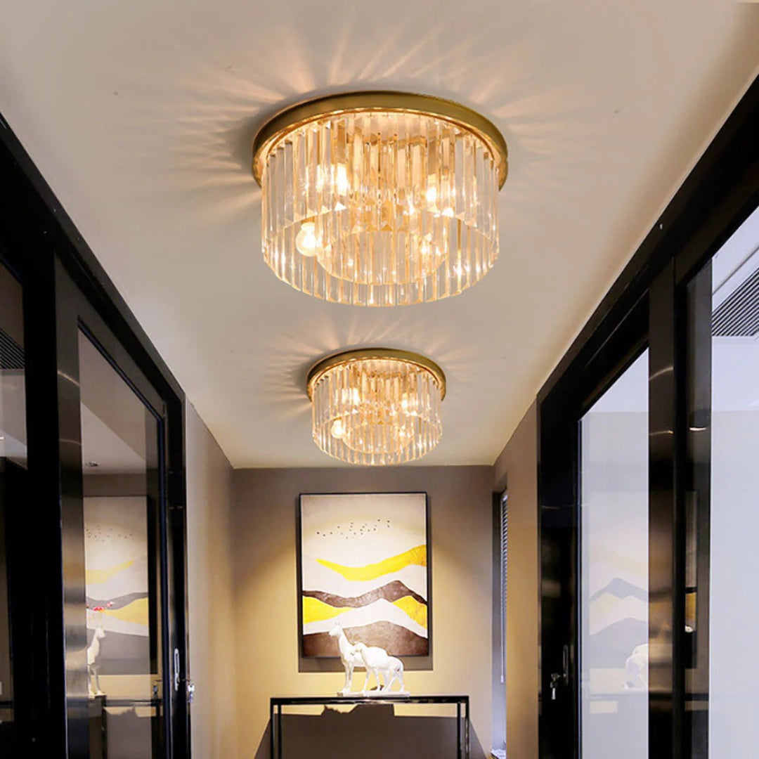 Crystal Iron Round Ceiling Light