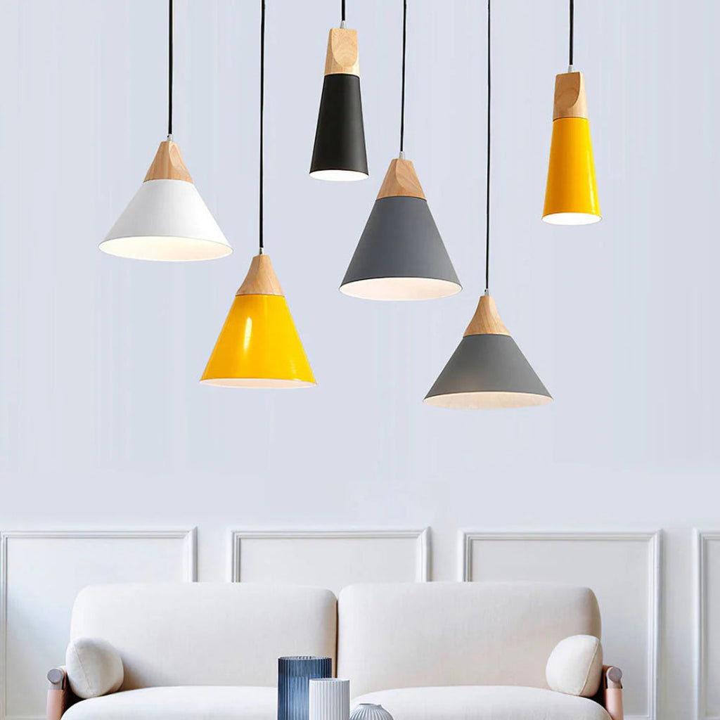 Scandinavian Wood Metal Pendant Light