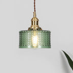Japanese Brass Glass Pendant Light