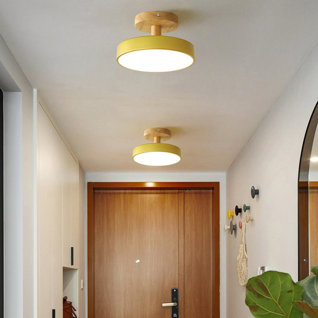 Green Ceiling Lamp – Modern Minimalist Design With Wood And Gold Accents