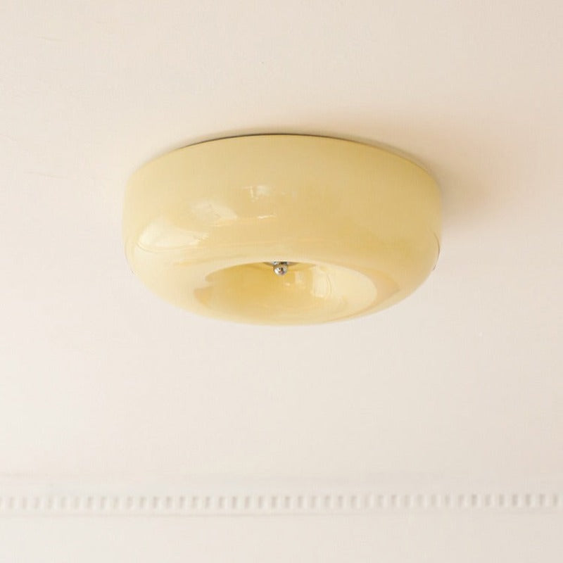 Glass Flush Mount Ceiling Light | Dimmable LED with Three Color Temperatures | Direct Wire Lighting for Bedrooms and Offices