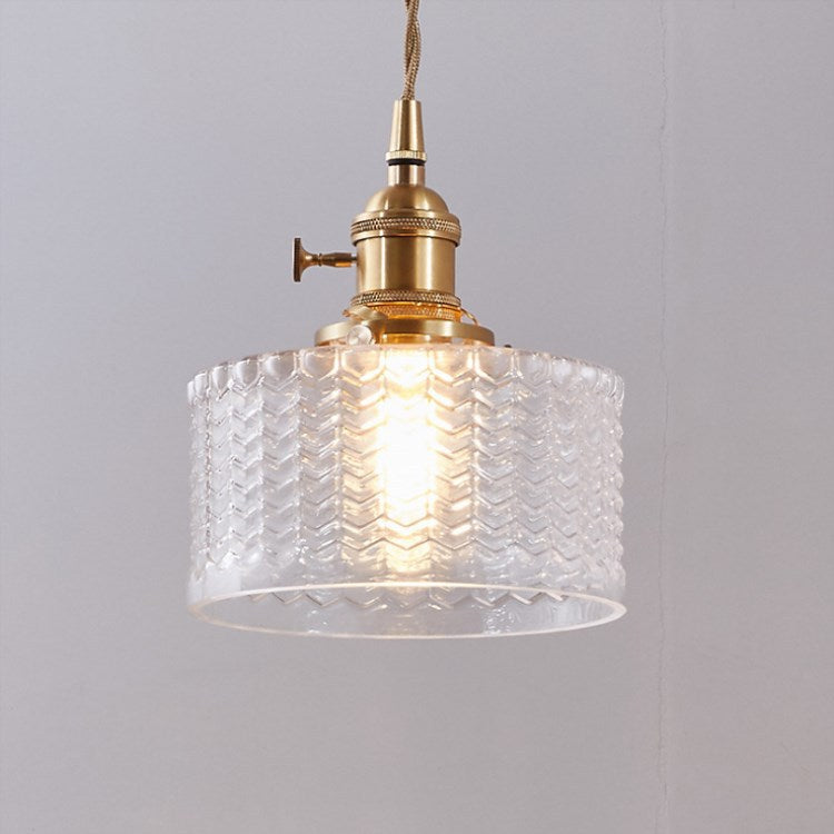Japanese Brass Glass Pendant Light
