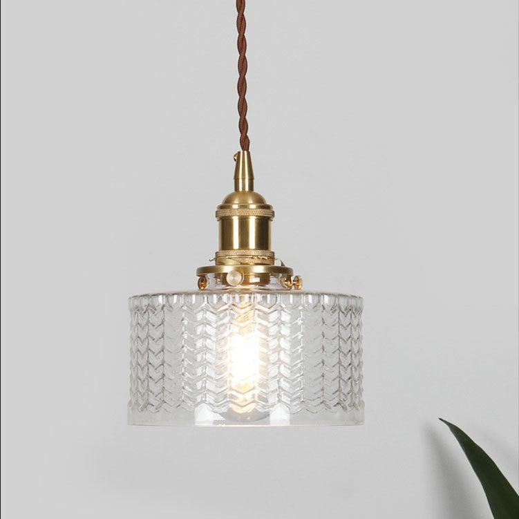 Japanese Brass Glass Pendant Light