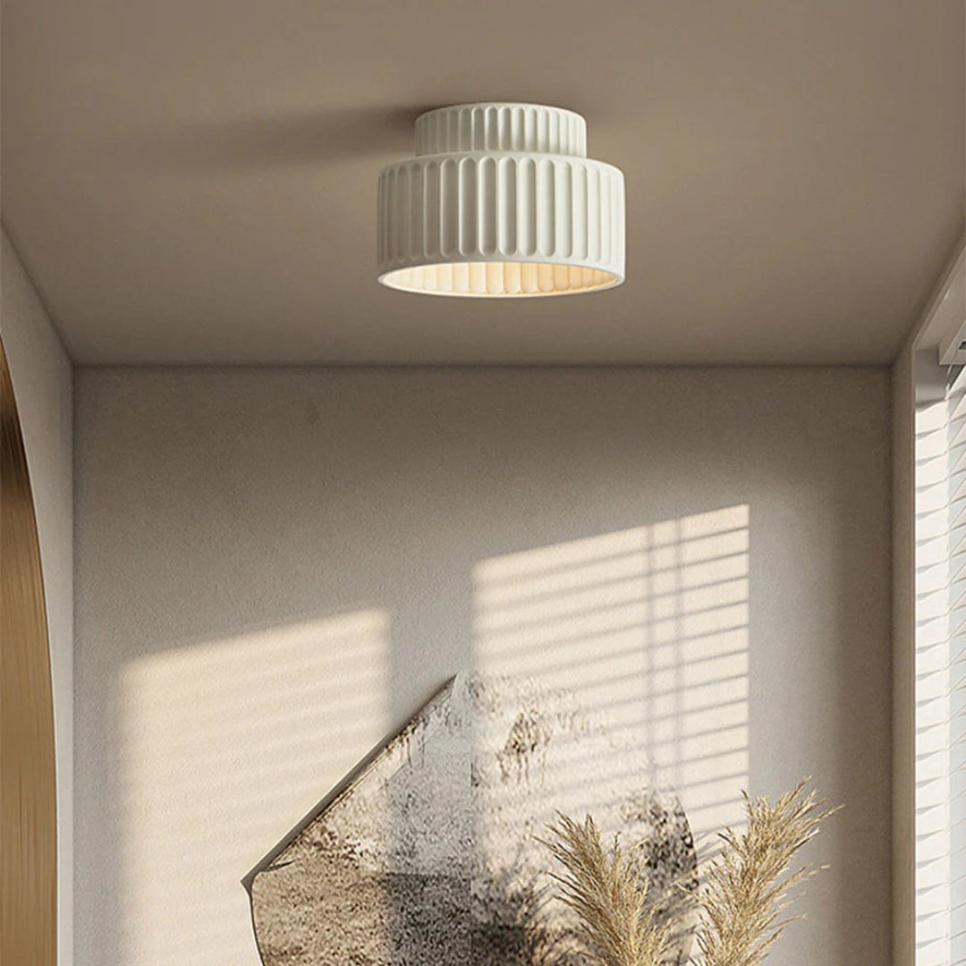 Minimalist Ribbed Ceramic Ceiling Light