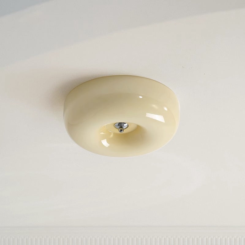 Glass Flush Mount Ceiling Light | Dimmable LED with Three Color Temperatures | Direct Wire Lighting for Bedrooms and Offices