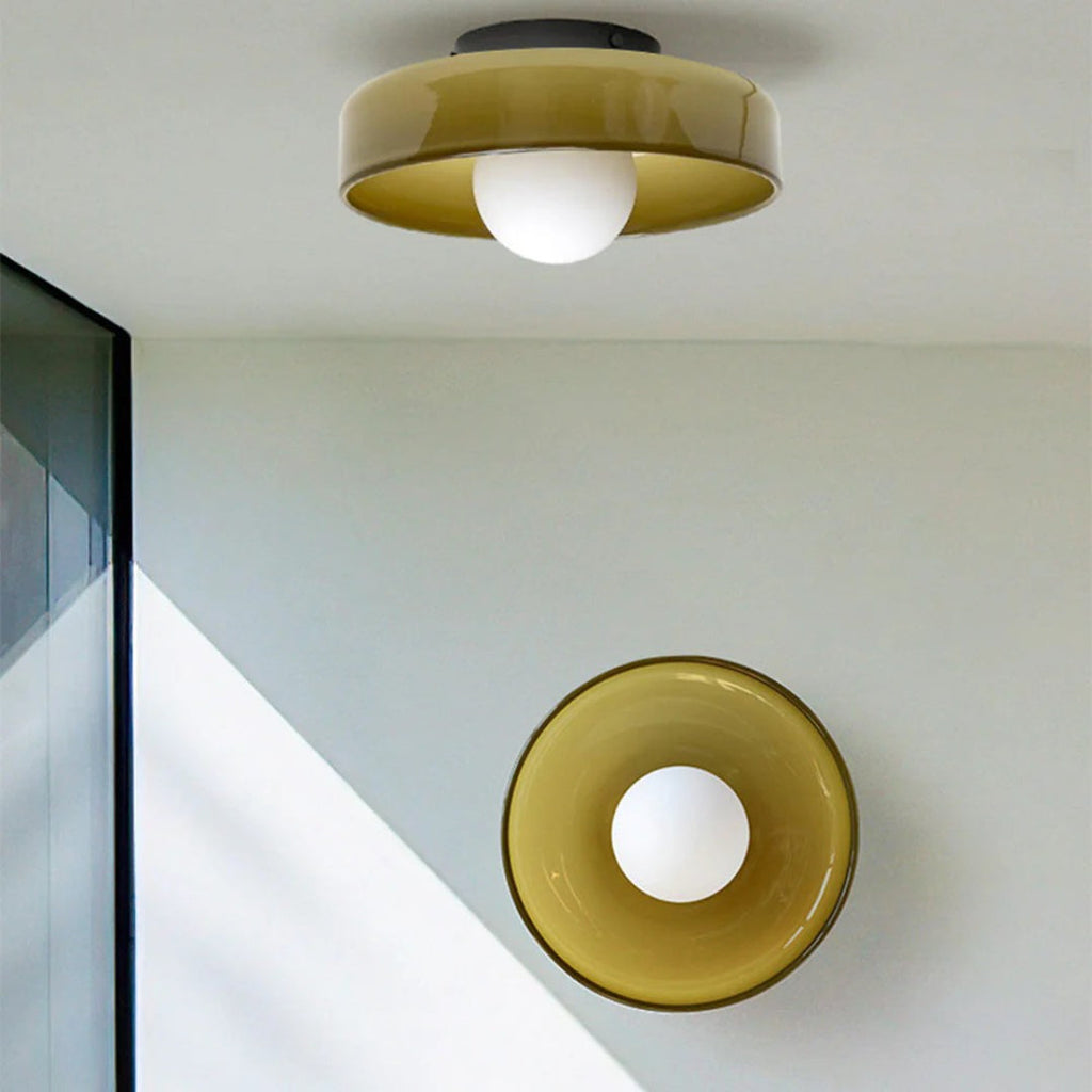 Round Metal Glass Light Fixture