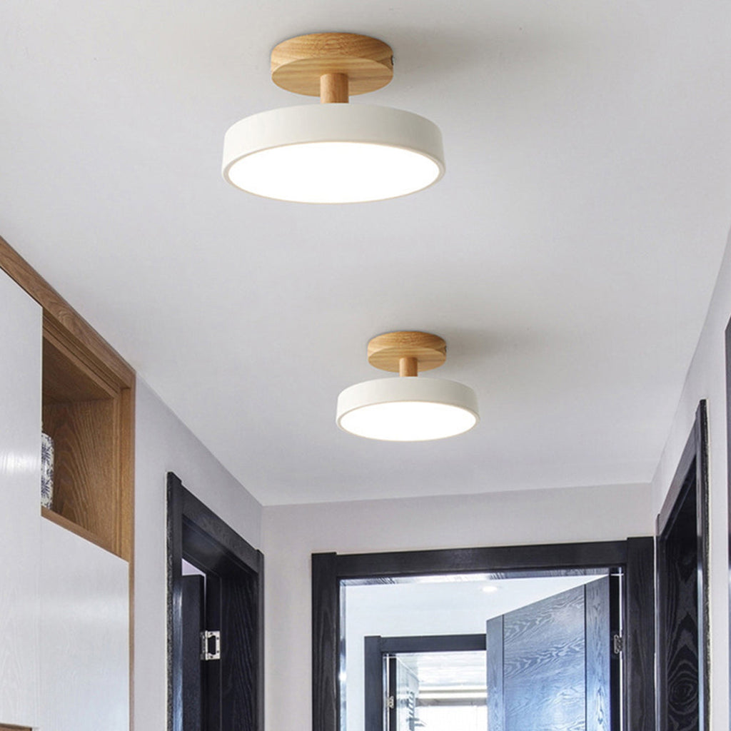 Green Ceiling Lamp – Modern Minimalist Design With Wood And Gold Accents