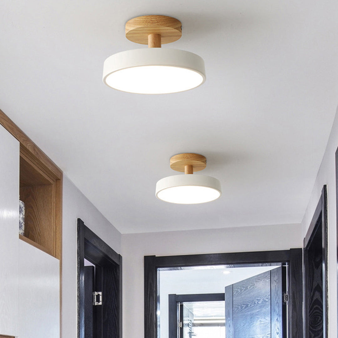 Green Ceiling Lamp – Modern Minimalist Design With Wood And Gold Accents