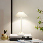 Table Lamp Brass Fabric | Scandinavian Modern Style | Cordless Rechargeable 2000mAh Battery | 3-Color Switch Ambient Glow