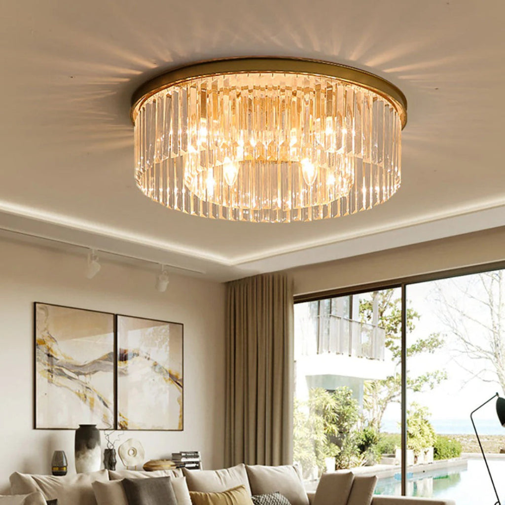 Crystal Iron Round Ceiling Light