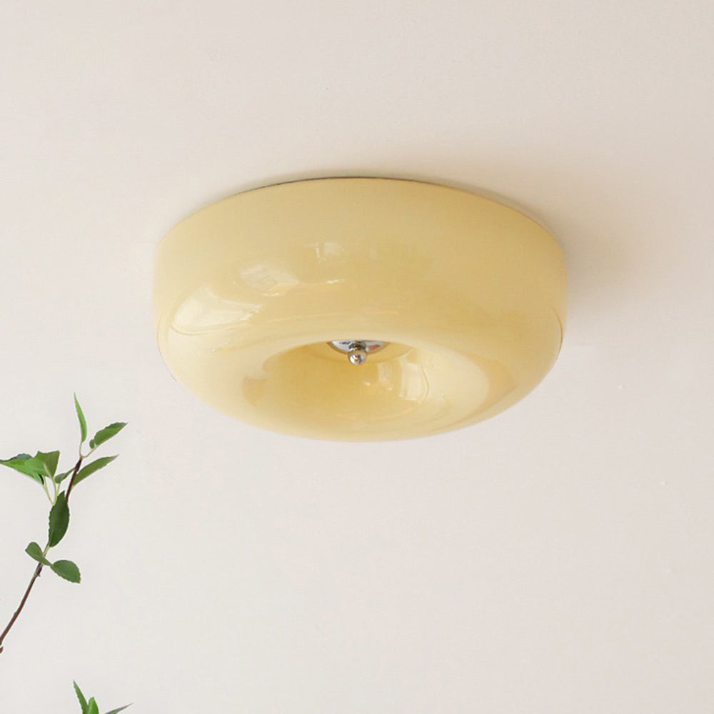Glass Flush Mount Ceiling Light | Dimmable LED with Three Color Temperatures | Direct Wire Lighting for Bedrooms and Offices