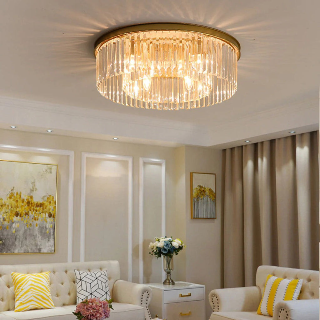 Crystal Iron Round Ceiling Light