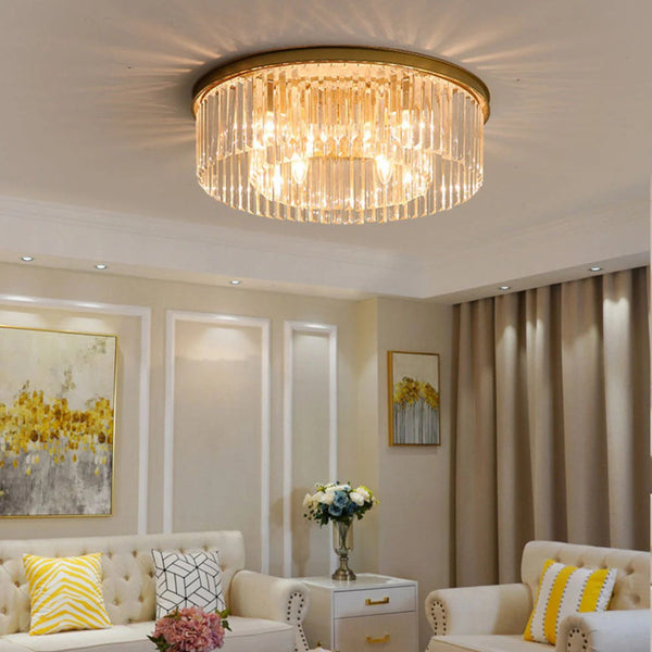 Crystal Iron Round Ceiling Light