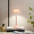 Table Lamp Brass Fabric | Scandinavian Modern Style | Cordless Rechargeable 2000mAh Battery | 3-Color Switch Ambient Glow