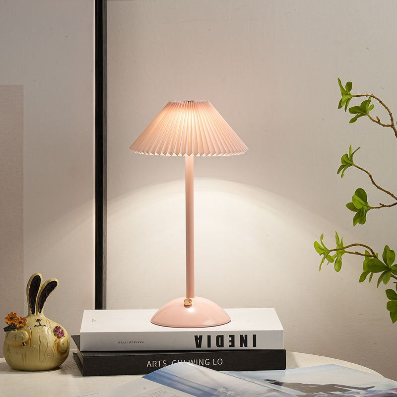 Table Lamp Brass Fabric | Scandinavian Modern Style | Cordless Rechargeable 2000mAh Battery | 3-Color Switch Ambient Glow