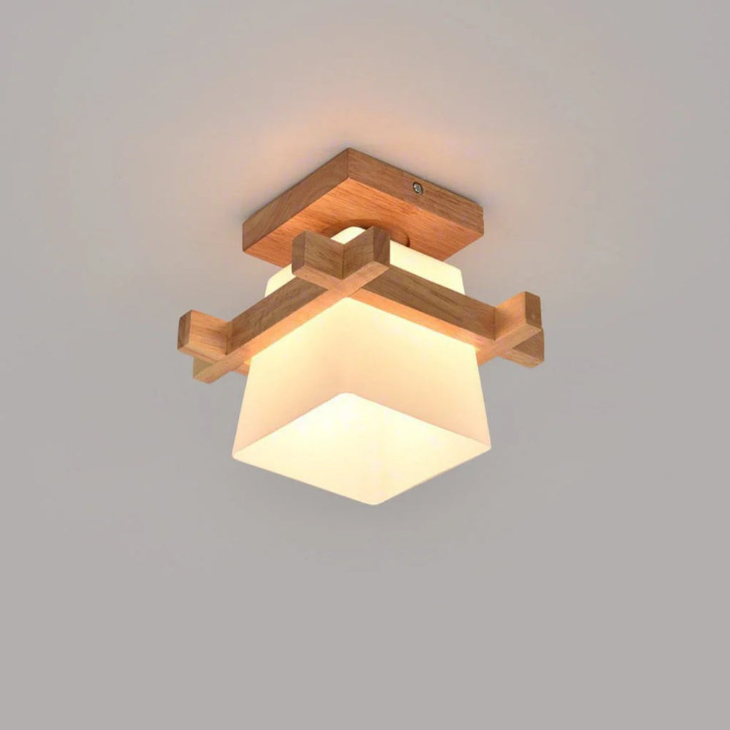 Japanese Wooden Square Ceiling Light