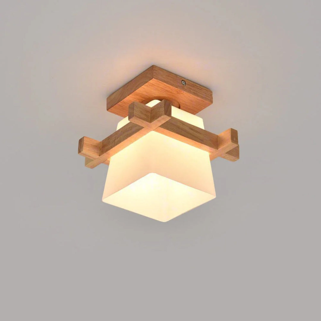 Japanese Wooden Square Ceiling Light