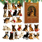 2026 Christmas German Shepherd Advent Calendar 24 pieces 2D flat German Shepherd dog decorations Christmas Countdown surprise gift