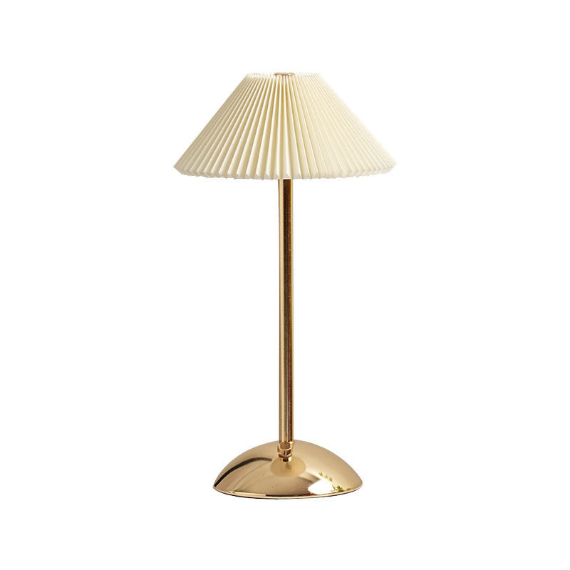 Table Lamp Brass Fabric | Scandinavian Modern Style | Cordless Rechargeable 2000mAh Battery | 3-Color Switch Ambient Glow