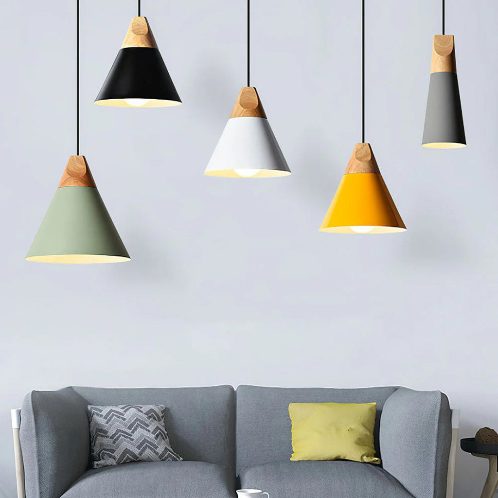 Scandinavian Wood Metal Pendant Light
