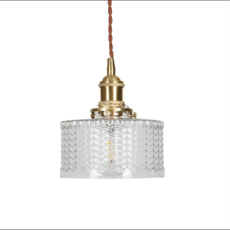 Japanese Brass Glass Pendant Light