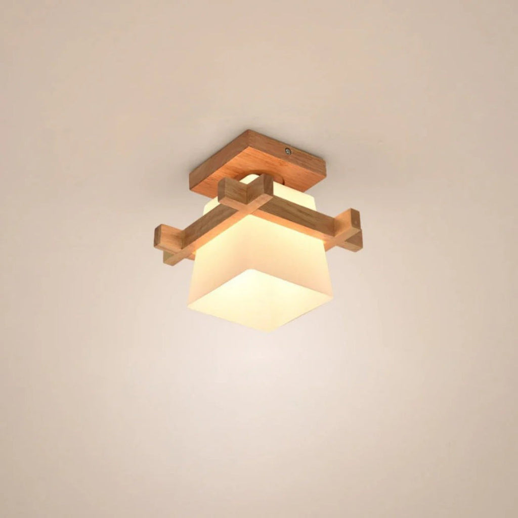 Japanese Wooden Square Ceiling Light