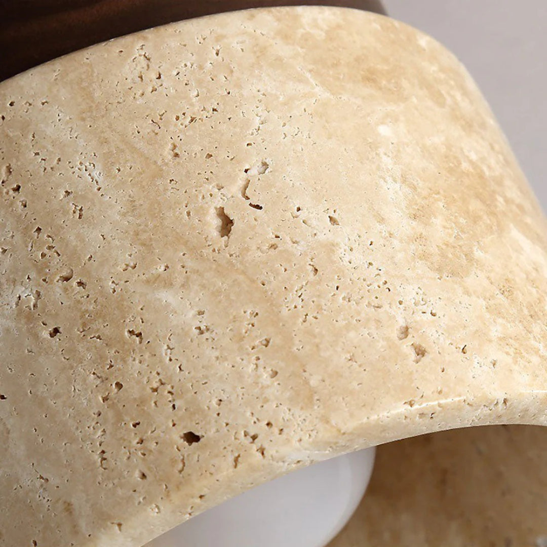 Stone and Wood Cylinder Ceiling Light