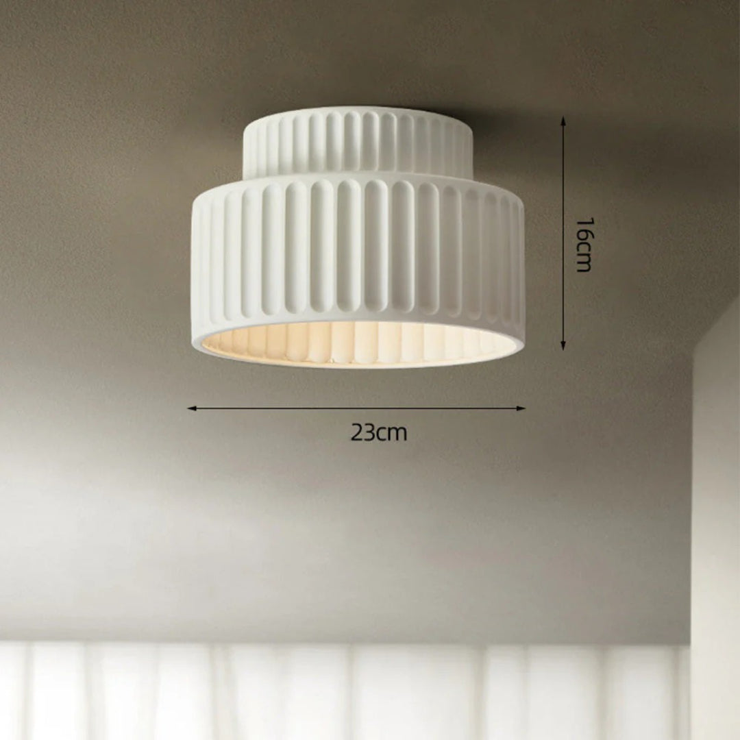 Minimalist Ribbed Ceramic Ceiling Light