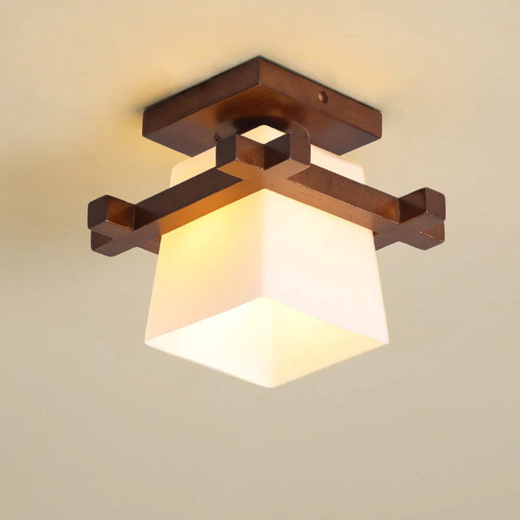 Japanese Wooden Square Ceiling Light
