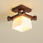 Japanese Wooden Square Ceiling Light