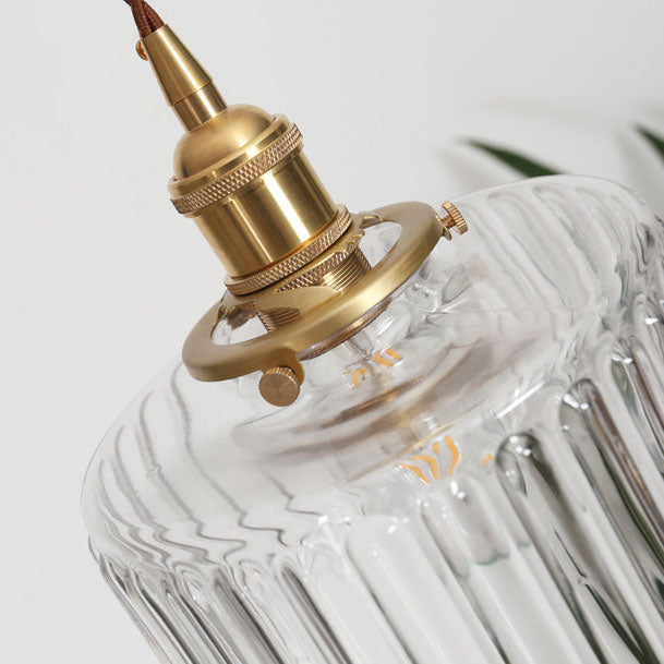 Japanese Brass Glass Pendant Light