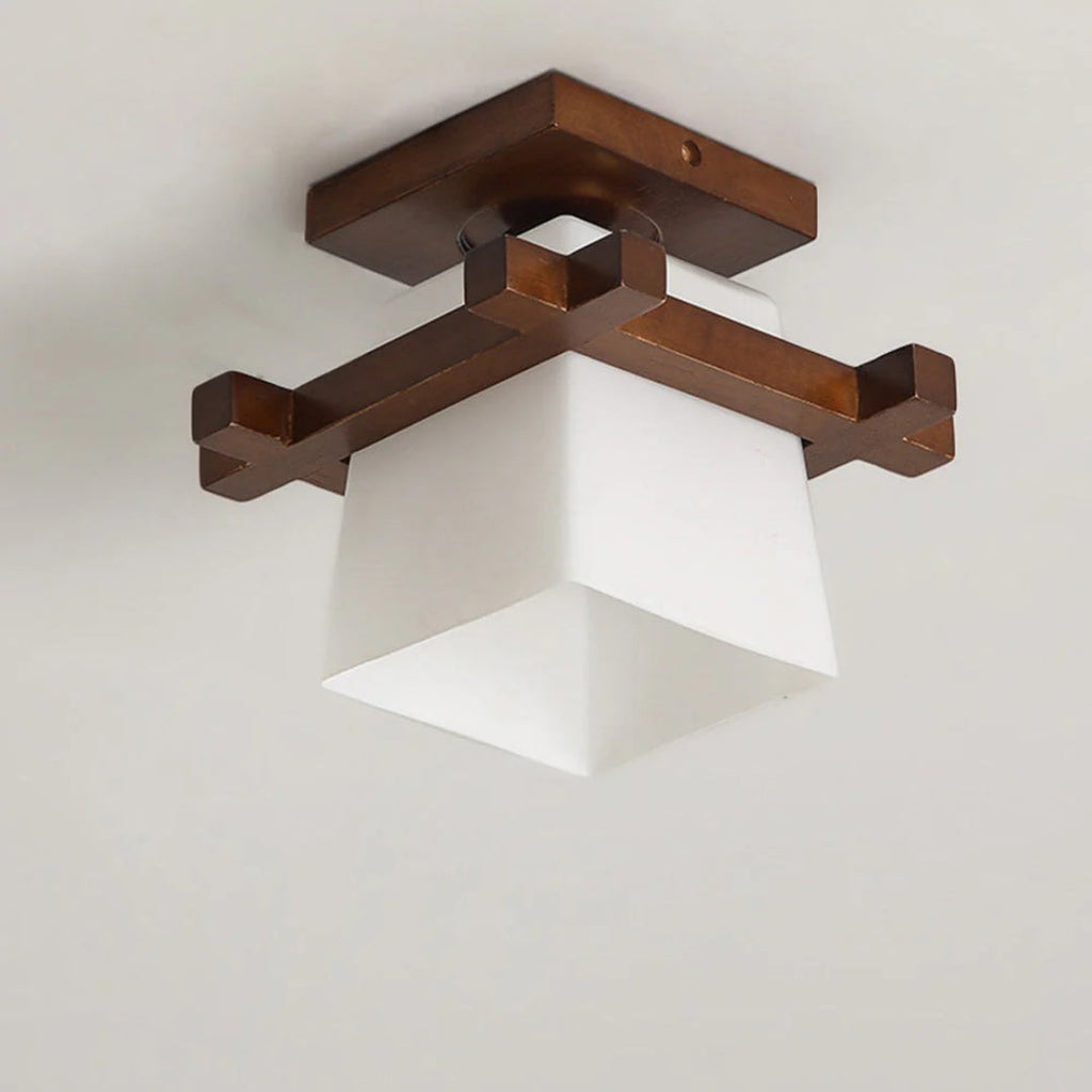 Japanese Wooden Square Ceiling Light