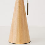 LED Table Lamp Rubberwood Pleated Fabric W350 mm x H480 mm | Japanese Minimalist Style | Soft Diffused Ambient Lighting