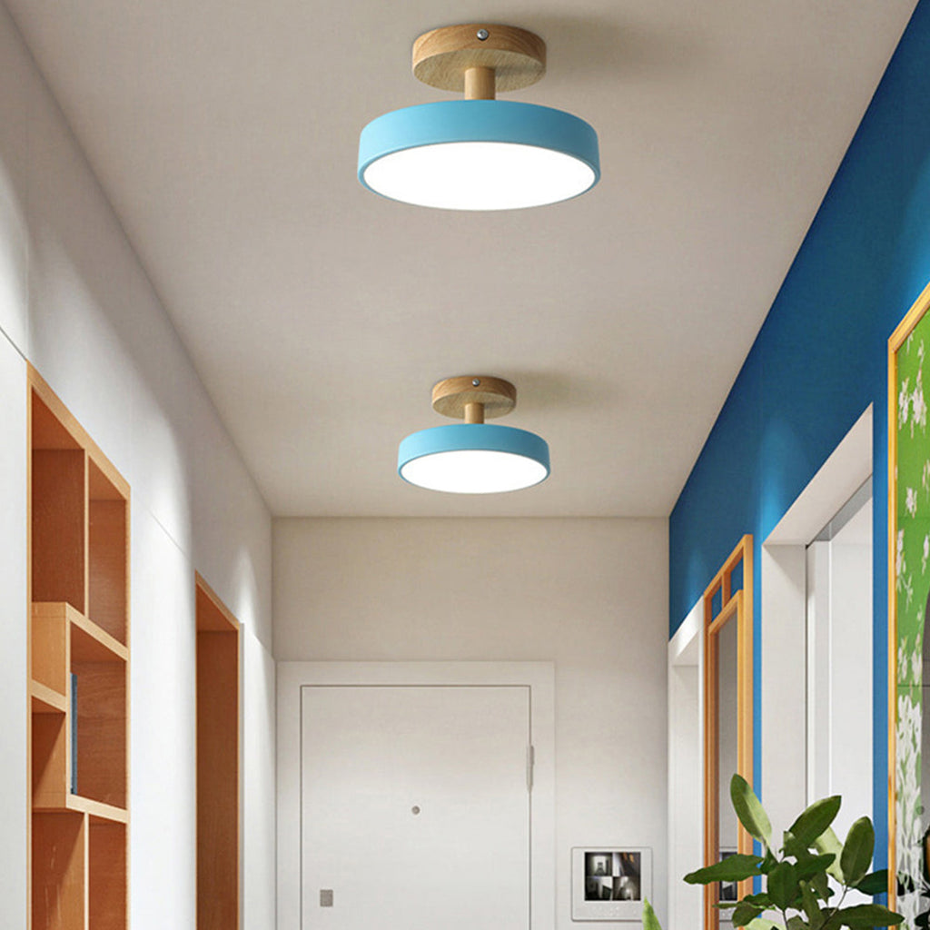 Green Ceiling Lamp – Modern Minimalist Design With Wood And Gold Accents
