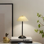 Table Lamp Brass Fabric | Scandinavian Modern Style | Cordless Rechargeable 2000mAh Battery | 3-Color Switch Ambient Glow