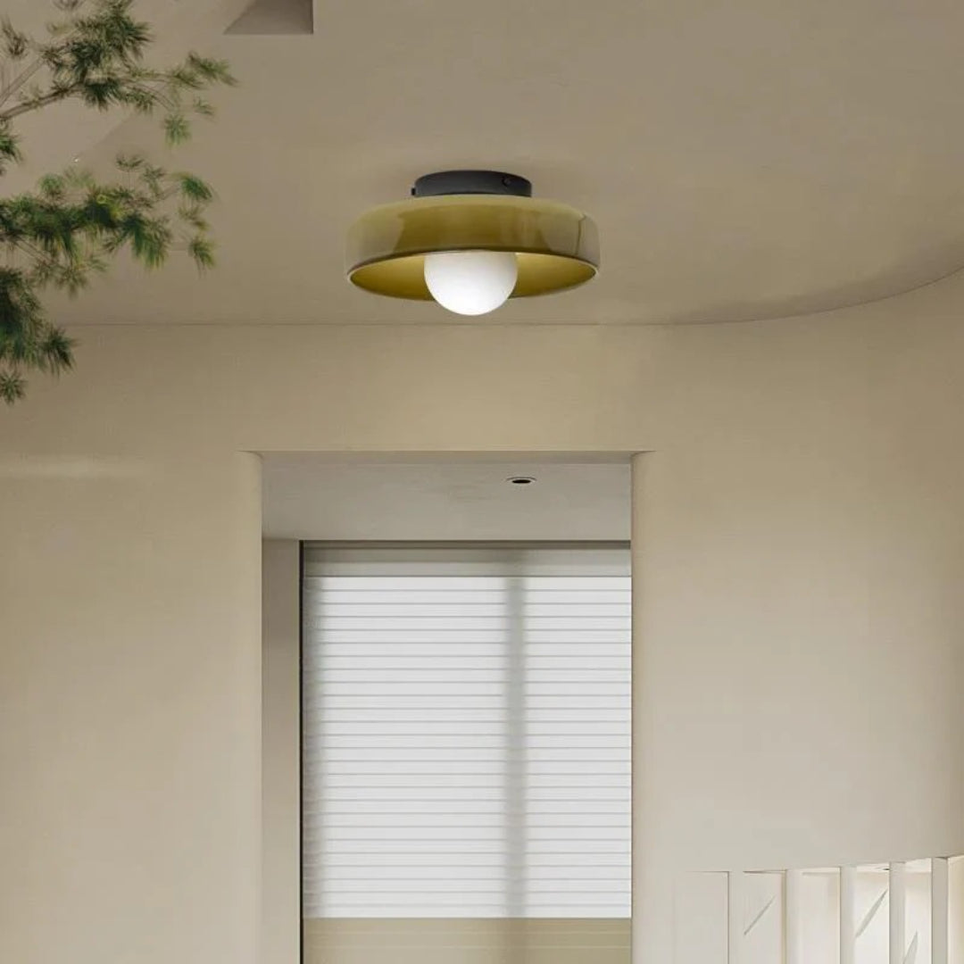 Round Metal Glass Light Fixture