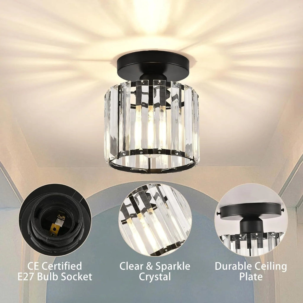 Crystal Metal Cube Ceiling Light