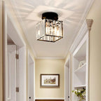 Crystal Metal Cube Ceiling Light