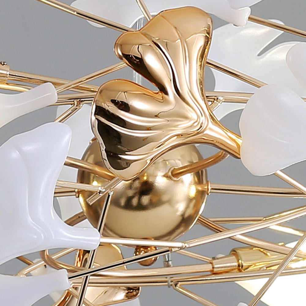 Jarn Suspension Feuille/Multi Moderne Métal/Céramique Doré/Blanc Salon - Neutralighting