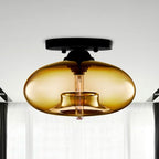 Globe Ceiling Light Flush Mount Glass and Metal Fixture | Art Deco Inspired Style | Warm Ambient Lighting for Living Rooms