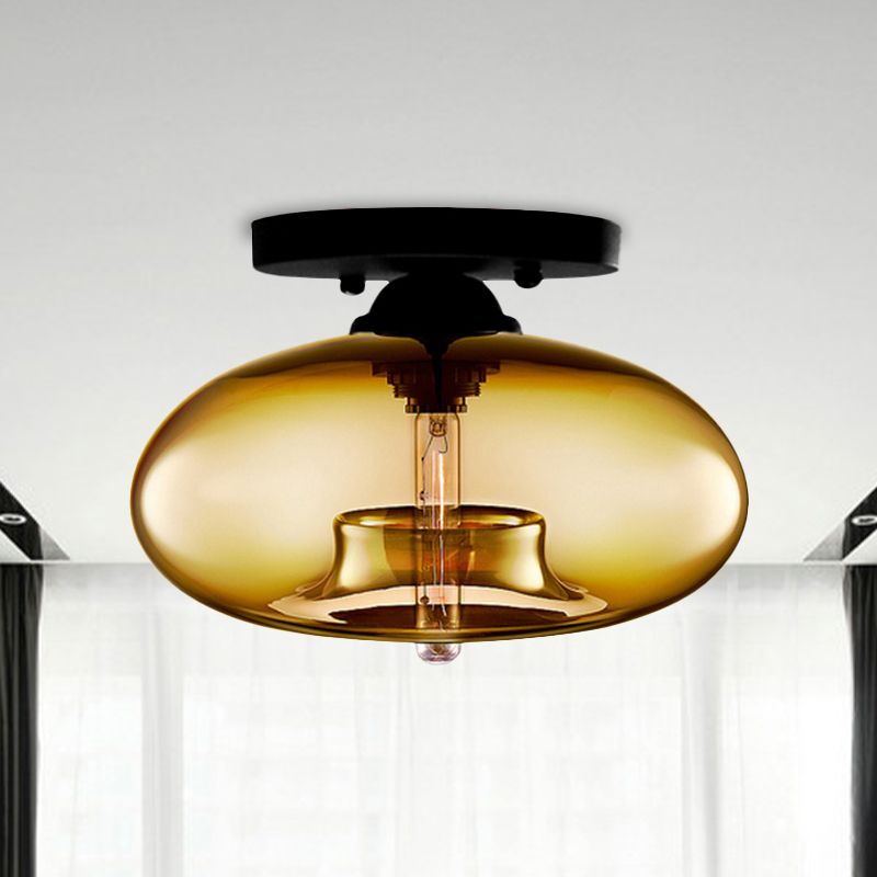 Globe Ceiling Light Flush Mount Glass and Metal Fixture | Art Deco Inspired Style | Warm Ambient Lighting for Living Rooms