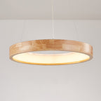 Ring Pendant Light Wood and Acrylic | Modern Minimalist Style | Uniform LED Illumination for Dining and Living Rooms
