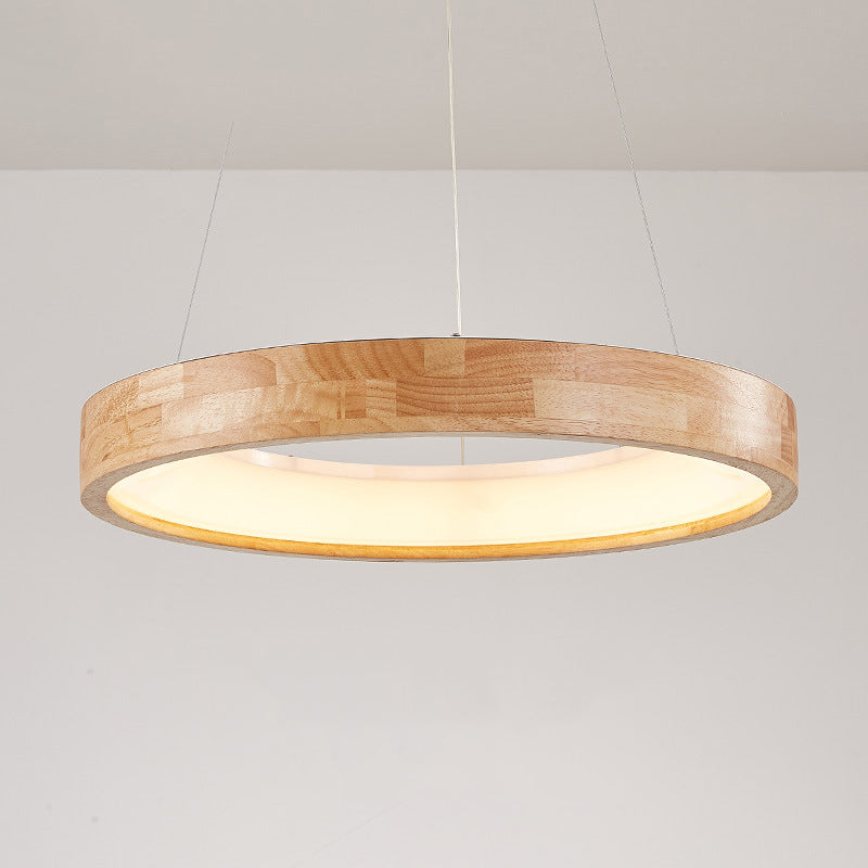 Ring Pendant Light Wood and Acrylic | Modern Minimalist Style | Uniform LED Illumination for Dining and Living Rooms