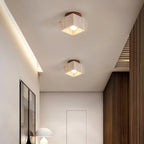 Stone and Wood Cylinder Ceiling Light